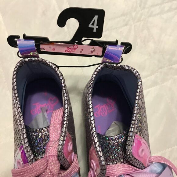 JoJo Siwa‎ High Top Sneakers Shoes Size 4 Sparkle Iridescent nwt - Picture 7 of 8